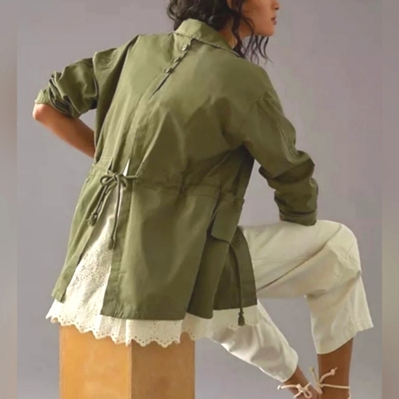 NWT Tiny Anthropologie Lace Trim Utility Jacket $ 198 - Picture 1 of 8